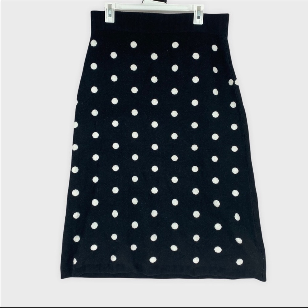 Victor Glemaid Black Polka Dot Sweater Skirt Size L.